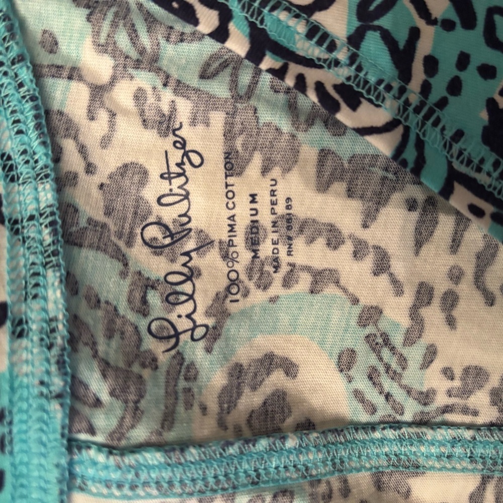 Lilly Pulitzer Teal and Cream Patterned Top - Picture 3 of 3